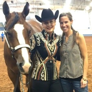 "This is our first big win in the horsemanship and I'm very proud him," Angela, pictured here with Courtney Archer, says about her new horse. 