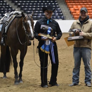 Dan Yeager got the perfect birthday gift – a Congress AQHA and NSBA championship in Select Amateur Horsemanship. Photo © NSBA