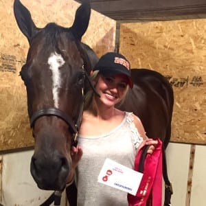 Paige and Willy (Javah Mon) are all smiles tonight after winning a Reserve Congress Championship in the 14-18 Novice Youth Equitation. 